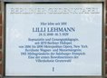Ansicht Gedenktafel Lilli Lehmann