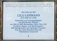 Ansicht Gedenktafel Lilli Lehmann