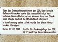 Ansicht Gedenktafel Grenzbunker - 1990