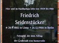 Ansicht Gedenktafel Friedrich Seidenstücker