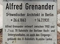 Ansicht Gedenktafel Alfred Grenander
