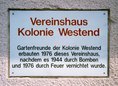 Ansicht Gedenktafel Kleingartenkolonie Westend