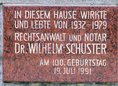 Ansicht Gedenktafel Wilhelm Schuster