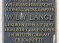 Ansicht Gedenktafel Willy Lange