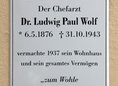 Ansicht Gedenktafel Ludwig Paul Wolf