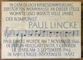 Ansicht Gedenktafel Paul Lincke
