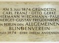 Ansicht Gedenktafel Allgemeiner Blindenverein - 1974
