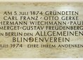 Ansicht Gedenktafel Allgemeiner Blindenverein - 1974