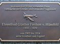 Ansicht Gedenktafel Ehrenfried Günther Freiherr von Hünefeld - 2009