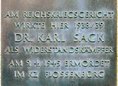 Ansicht Gedenktafel Karl Sack - 1984