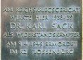 Ansicht Gedenktafel Karl Sack - 1984