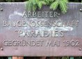 Ansicht Gedenktafel Arbeiter-Baugenossenschaft "Paradies"
