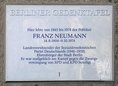 Ansicht Gedenktafel Franz Neumann