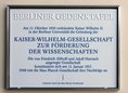 Ansicht Gedenktafel Kaiser-Wilhelm-Gesellschaft zur Förderung … - 2015