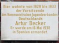 Ansicht Gedenktafel Artur Becker - 2013