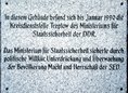 Ansicht Gedenktafel Ministerium für Staatssicherheit