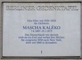 Ansicht Gedenktafel Mascha Kaléko