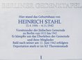 Ansicht Gedenktafel Heinrich Stahl - 1993