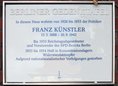 Ansicht Gedenktafel Franz Künstler - 2016