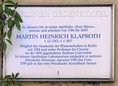 Ansicht Gedenktafel Martin Heinrich Klaproth
