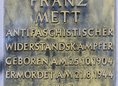 Ansicht Gedenktafel Franz Mett