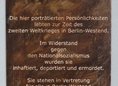 Ansicht Gedenktafel Widerstandskämpfer und als Juden Verfolgte …