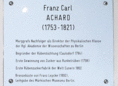 Ansicht Gedenktafel Franz Carl Achard - 1892