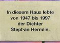 Ansicht Gedenktafel Stephan Hermlin, eigtl. Rudolf Leder