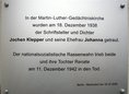 Ansicht Gedenktafel Johanna, Renate und Jochen Klepper - 2006